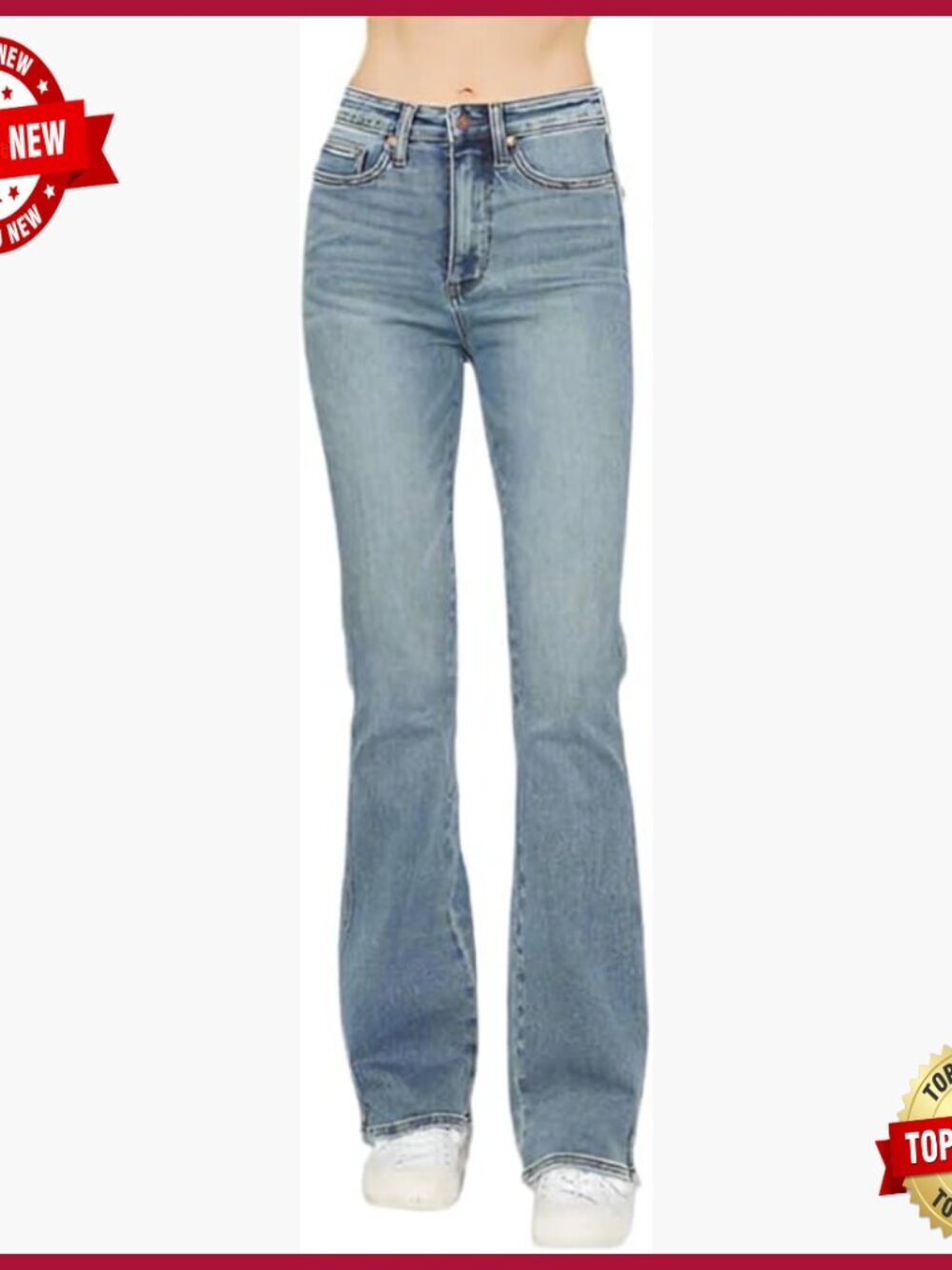 Tummy Control Embroidered Back Pocket Bootcut Jeans